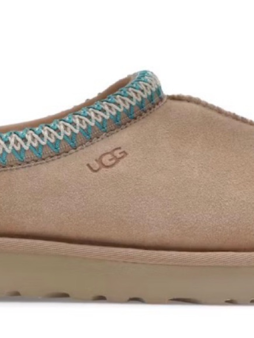 UGG Women's Tasman slipper Chestnut Suede with Turquoise Trim